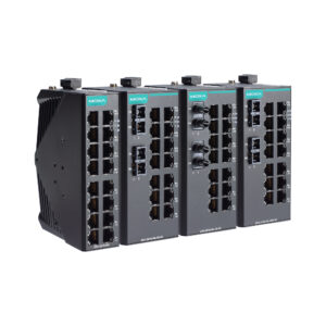 Moxa EDS-2016 Series industrial Ethernet switch portfolio, 16-port unmanaged switch with rugged DIN-rail design