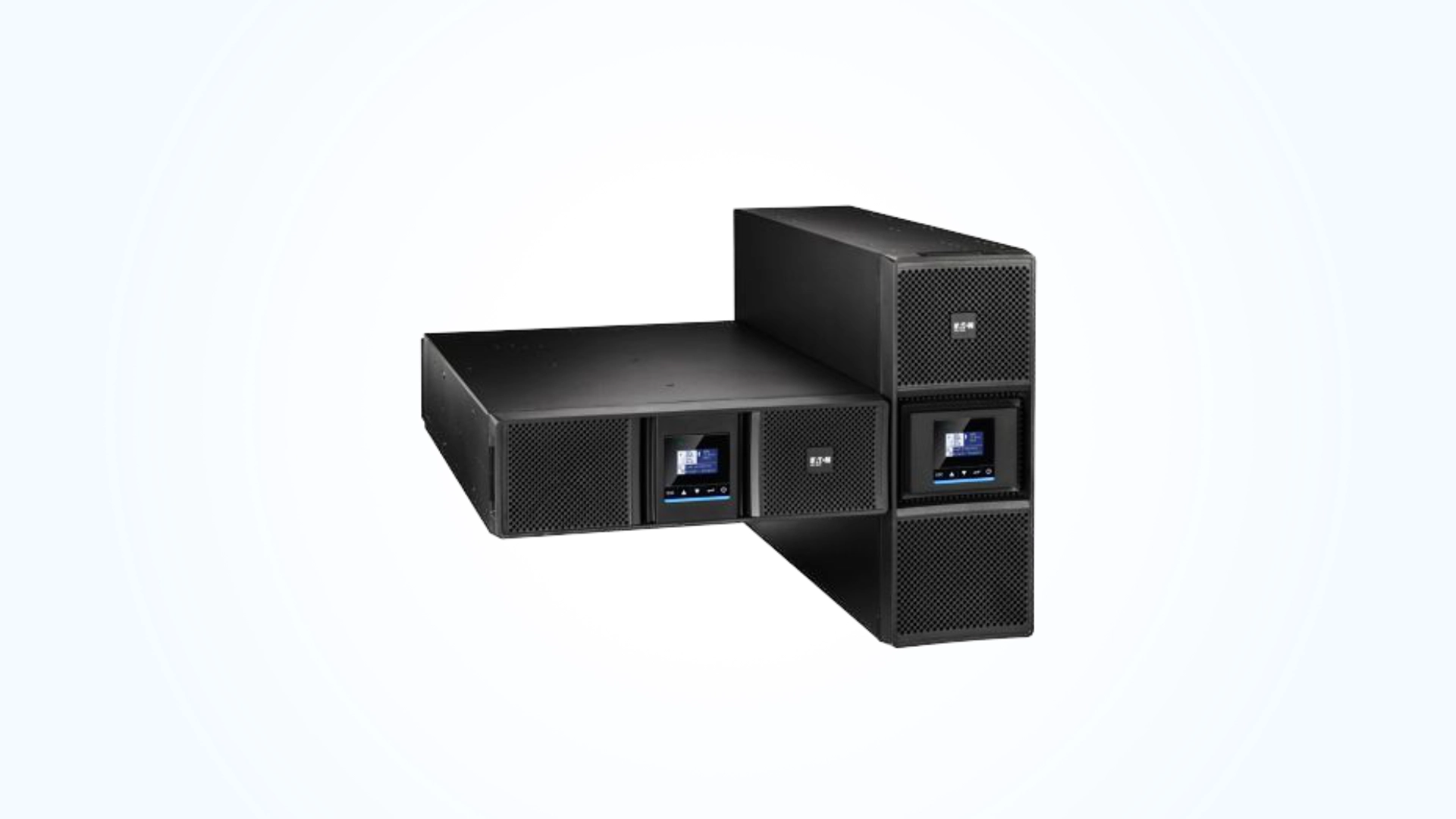 Eaton 9SX Gen 2 Series - Front view, Tower and Rack Position. Article Banner.