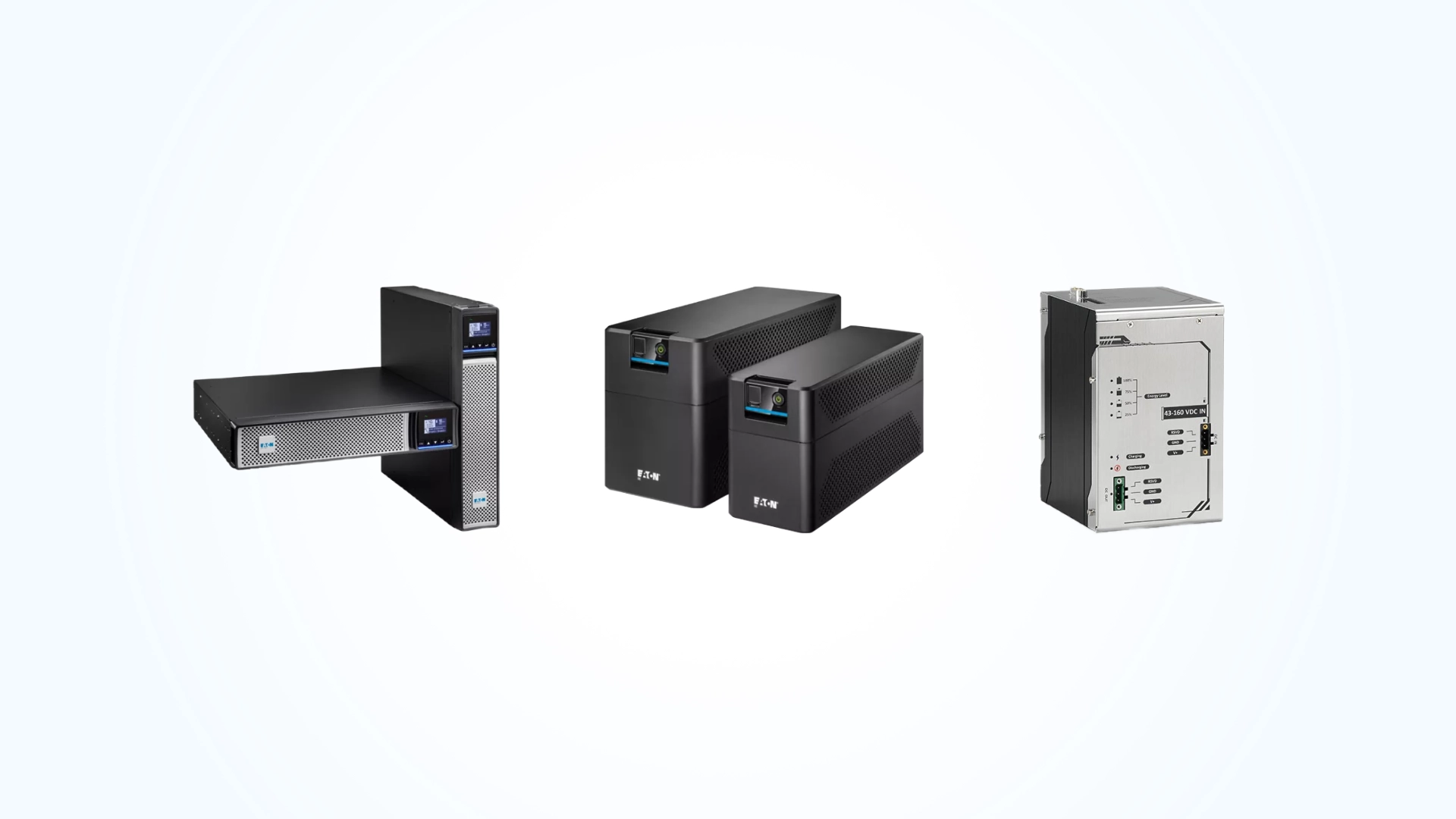 Eaton 5px, Eaton 5E, and Neousys PB-9250J-110V Supercap UPS as a "What is UPS?" banner